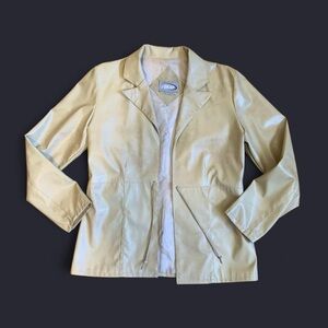 Faux Leather Zip-Front Jacket in Tan